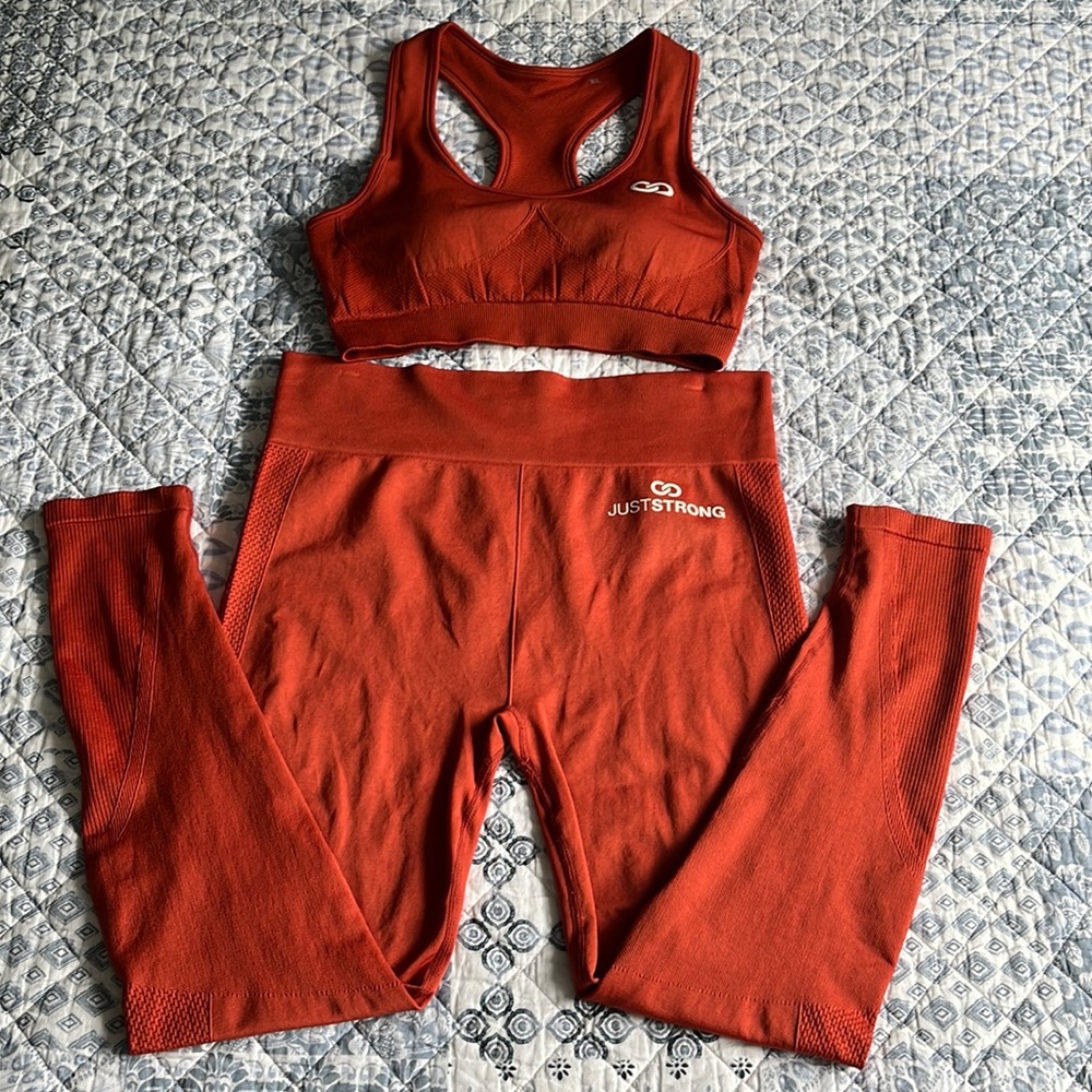 Just Strong Mandarin Seamless Sculpt Leggings and Bra - Size XL